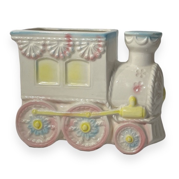 Vintage‎ Baby Nursery Train Planter Relpo Japan Decorative Nursery Pastel - Picture 3 of 8